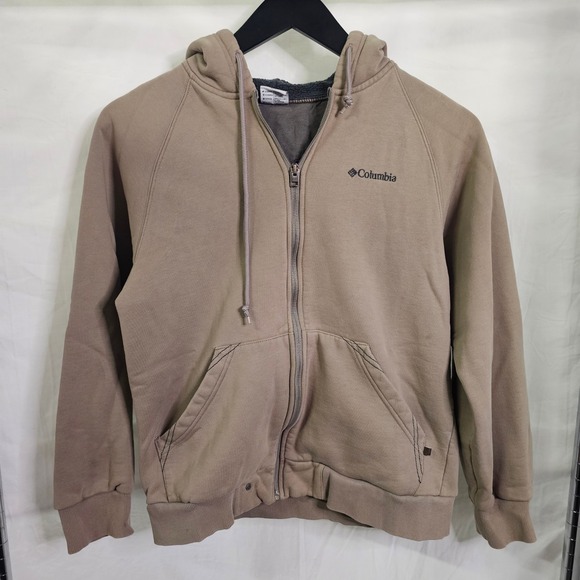 Columbia Other - Columbia Mens Sherpa Lined Hood Full Zip Sweatshirt Tan Brown Small Work Wear